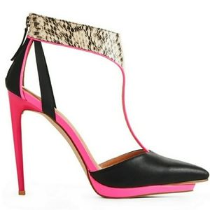 High heel pumps black pink size 6